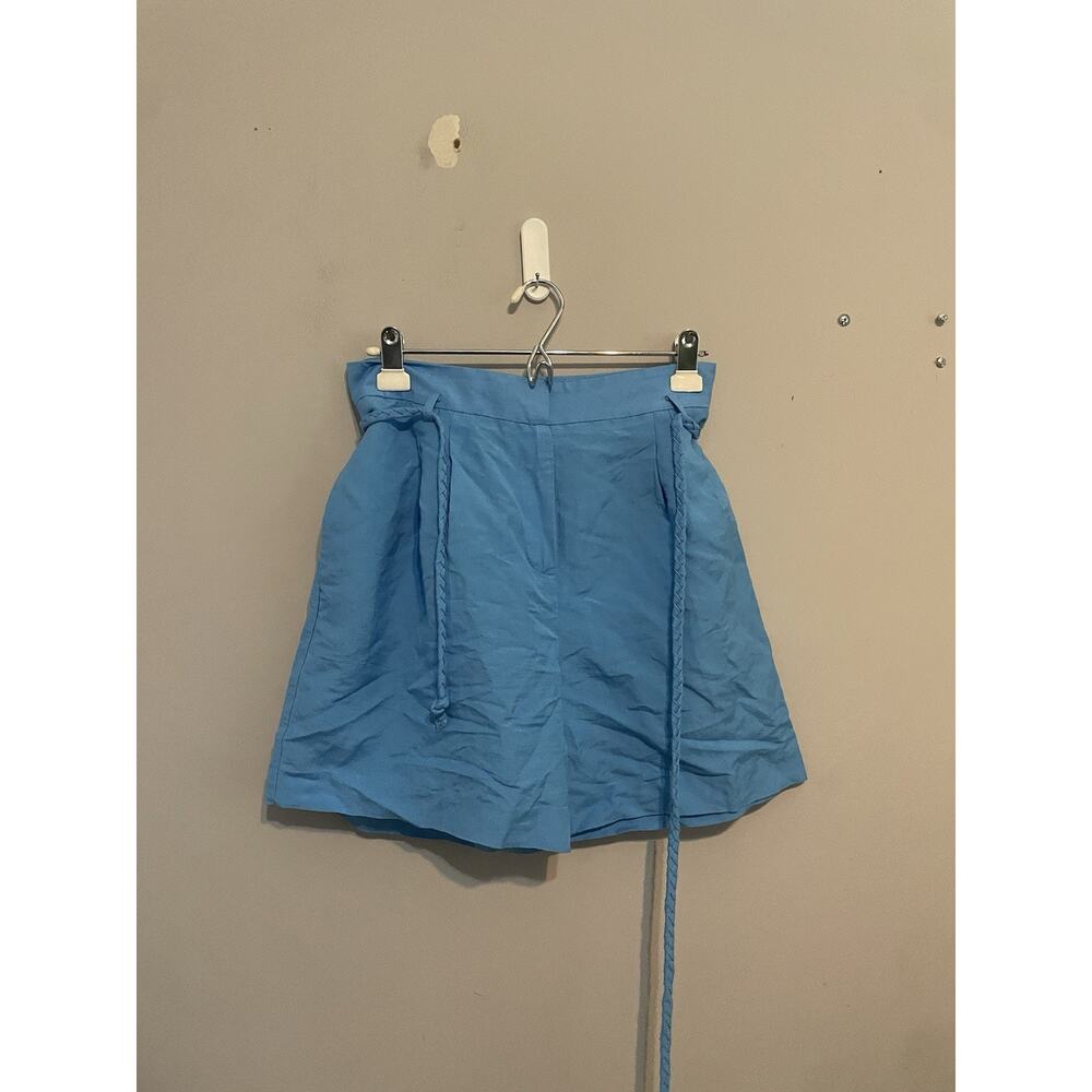 Ann Taylor Dress Shorts Women's Belted High Waist Front Pockets Blue Color Sz 4